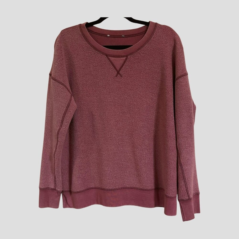 American Eagle Women's Reversed Fleece Crewneck Sweatshirt Mauve/Rose Size Med.